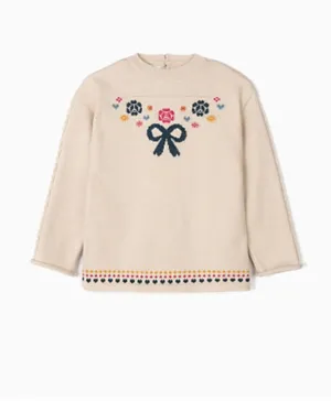 Zippy Kid Floral Sweater - Beige