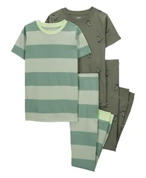 Carter's 4-Piece Crocodiles & Rugby Stripe 100% Snug Fit Cotton Pyjamas - Green
