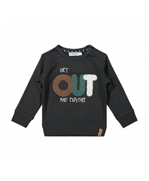Dirkje Get Out And Explore Printed Sweatshirt - Anthracite