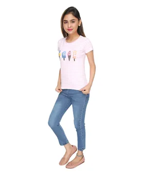 Genius Ice Cream T-Shirt Jeans Set - Pink Stripe