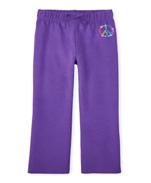 The Children's Place Rainbow Peace Graphic Fleece Skater Pants - Sharp Purple