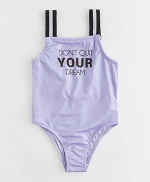 LC Waikiki Don't Quit Your Dream Printed Swimsuit - Lilac