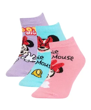 DeFacto 3 Pack Disney Mickey & Minnie Low Cut Socks - Multicolor