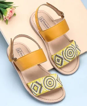 Pine Kids Open Toe Sandals With Rondelle Beads Patch - Yellow
