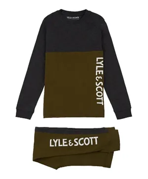 Lyle & Scott Long Sleeve T-shirt And Bottoms Set/ Co-ords Set - Blue/Green