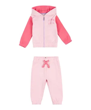 Franklin & Marshall Logo Graphic Zip Hoodie and Joggers Set - Pink