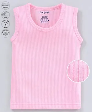 Babyoye Sleeveless Cotton Blend Thermal Vest - Pink