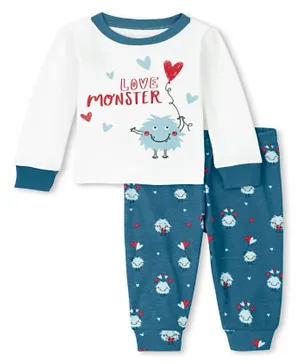 The Children's Place 2Pc Love Monster Pajama Set - White