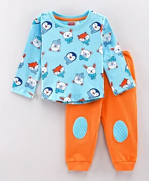 Babyhug Full Sleeves Night Suit Print - Orange
