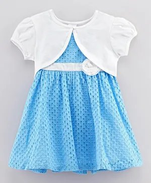 بيبي هاغ فستان سكيفلي بدون أكمام مع شراشيب - أزرق أبيض