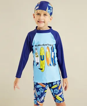 Kookie Kids Full Sleeves Two Piece Swimsuit - Blue