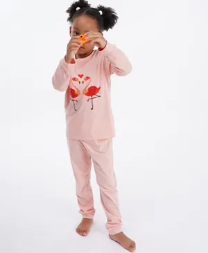 Kookie Kids Full Sleeves Night Suit - Peach