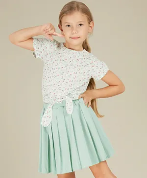 Kookie Kids Floral Top and Skirt Set - White