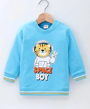 Babyhug Full Sleeves Sweatshirt Tiger Print - Blue