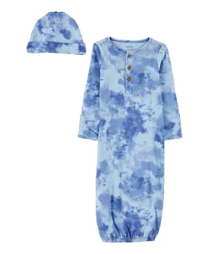 Carter's 2 Piece Tie Dye Sleep Gown & Cap Set - Blue