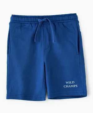 Jam Wild Champ Graphic Printed Cotton Knit Shorts - Blue