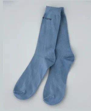 Among The Young Logo Detail Quarter Length Socks - Blue