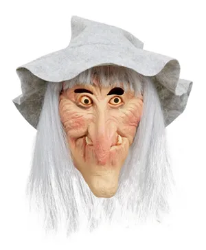 Bristol Novelty Grey Witch Hat and Hair Mask Halloween Accessory - Grey