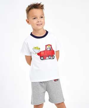 Kookie Kids Half Sleeves T-Shirt & Shorts - White