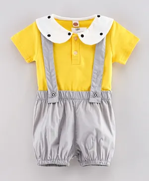 Kookie Kids Top & Shorts with Suspenders - Yellow