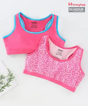 Honeyhap Singlet Sleeves Bralette with Silvadur Antimicrobial Finish Pack of 2 - Pink