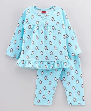 Babyhug Full Sleeves Top & Pajama Set - Blue
