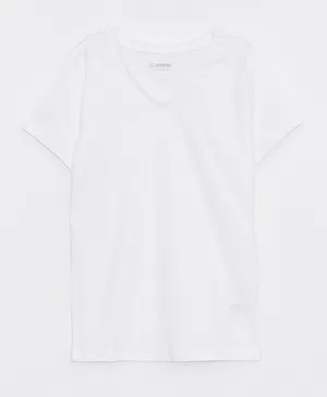 LC Waikiki V Neck Basic Short Sleeve Undershirt - White