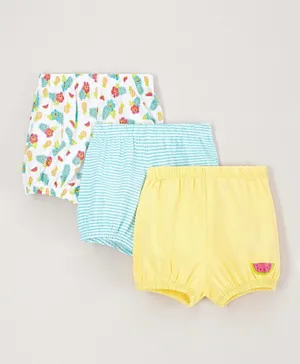 Babyhug Cotton Bloomers Striped & Printed Pack of 3 - Multicolour