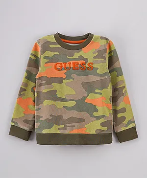 Guess Kids Logo Camo Sweatshirt - Olive
