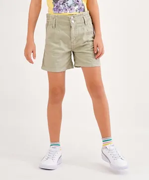 Minoti Basic Paperbag Waist Twill Shorts - Beige