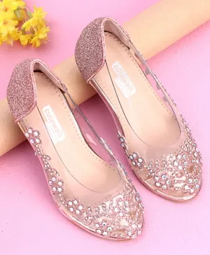 Cute Walk by Babyhug Party Wear Belly Shoes Studded Detailing - Pink