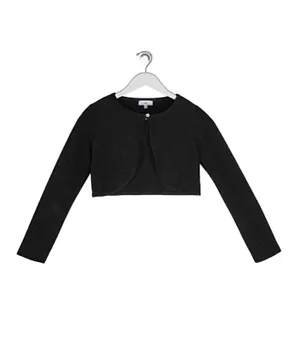 Jelly Full Sleeves Shrug - Black with Gold Lurex
