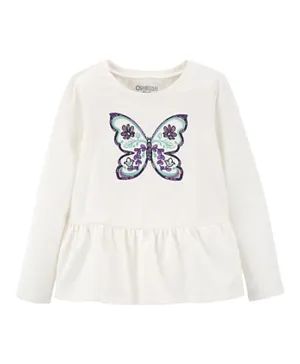 OshKosh B'Gosh Butterfly Peplum Top - White