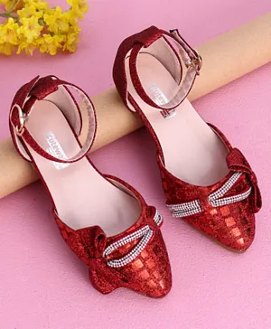 Cute Walk by Babyhug Party Wear Belly Shoes Bow Appliques - Red