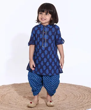 Babyhug Full Sleeves Kurta & Pyjama Paisley Print - Blue