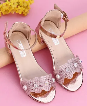 Cute Walk by Babyhug Party Wear Sandals Floral Applique - Pink