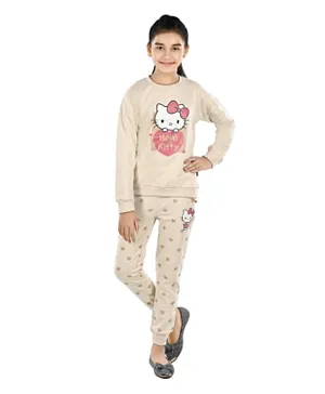 Hello Kitty Sweatshirt With Joggers Set - Beige