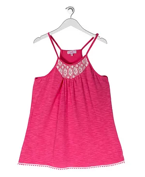 Jelly Lace & Pom Pom Top - Dark Hot Pink