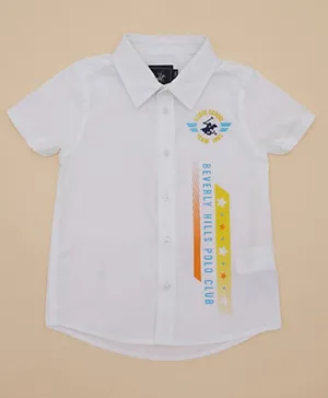 Beverly Hills Polo Club Logo Embroidered & Graphic Shirt - White