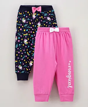 Babyhug Full Length Lounge Pants Pack of 2 - Pink Navy Blue