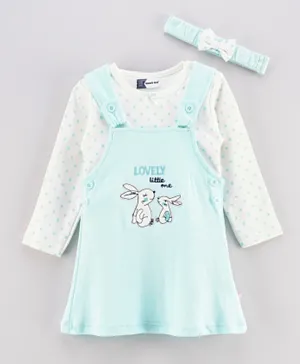 Mom's Love Lovely Little One Dress with Inner Tee and Headband - Blue