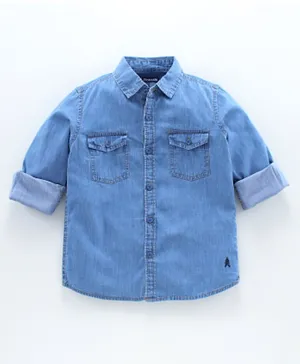 Pine Kids Full Sleeves Solid Shirts - Blue