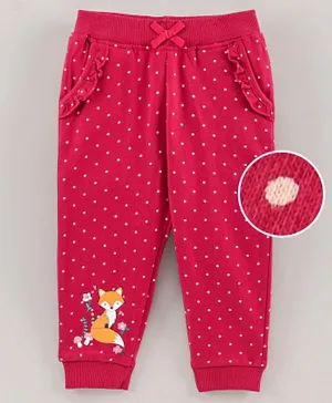 Babyhug Full Length Lounge Pant Fox Print - Red