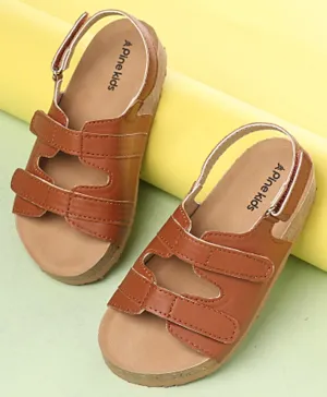 Pine Kids Sandals With Lightweight cork sole - Tan