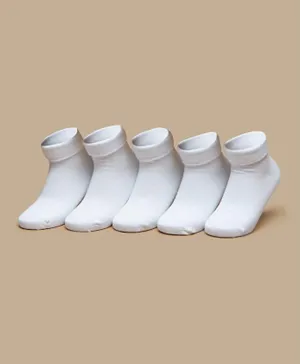 Little Missy 5 Pack Solid Ankle Length Socks - White