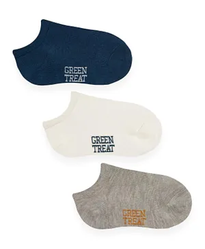 GreenTreat 3 Pack Bamboo Knitted Socks - Blue/Grey/White