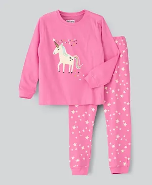 Little Story Unicorn Printed Nightsuit - Pink