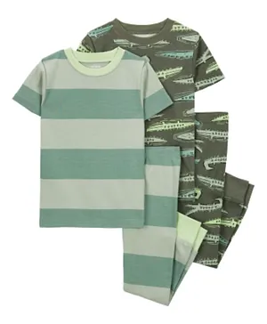Carter's 4-Piece Crocodiles & Rugby Stripe 100% Snug Fit Cotton Pajamas - Green