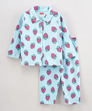 Babyhug Strawberry Night Suit - Blue