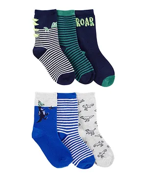 Carter's 6 Pack Dinosaur Socks - Multicolor